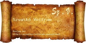 Szvatkó Volfram névjegykártya
